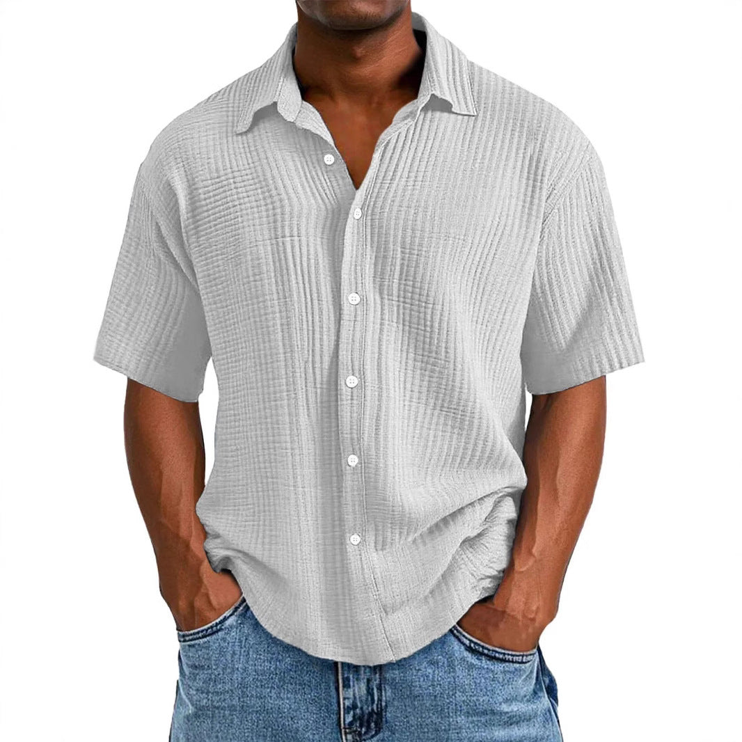 Spring And Summer Men's Short-sleeve Lapel Shirt Double Layer Champra